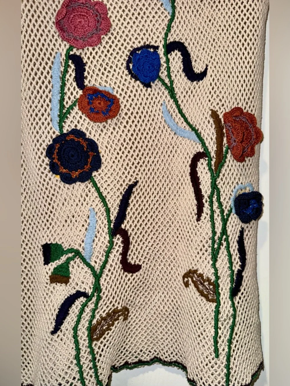 Zara Embroidered Crochet Floral Tank Dress in Cream/Multi NWT Size Medium - Picture 5 of 13